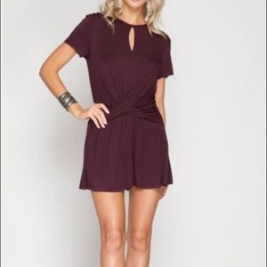 She + Sky plum twist front romper small